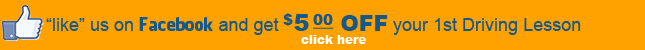 like us on facebook to get 5 dollars off 1st driving lesson